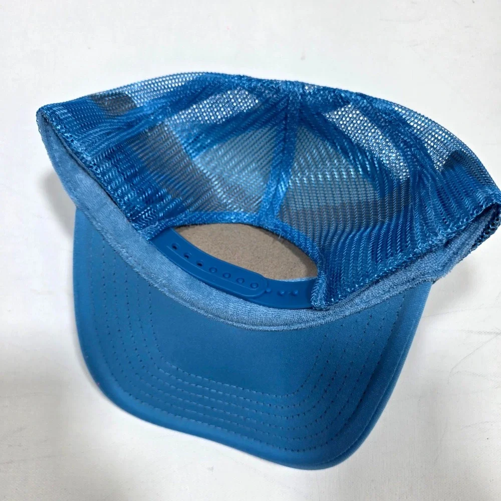 Port Sandz Trucker Hat Blue Peace Sign Retro Sunset Mesh Snapback Cap Surfer
